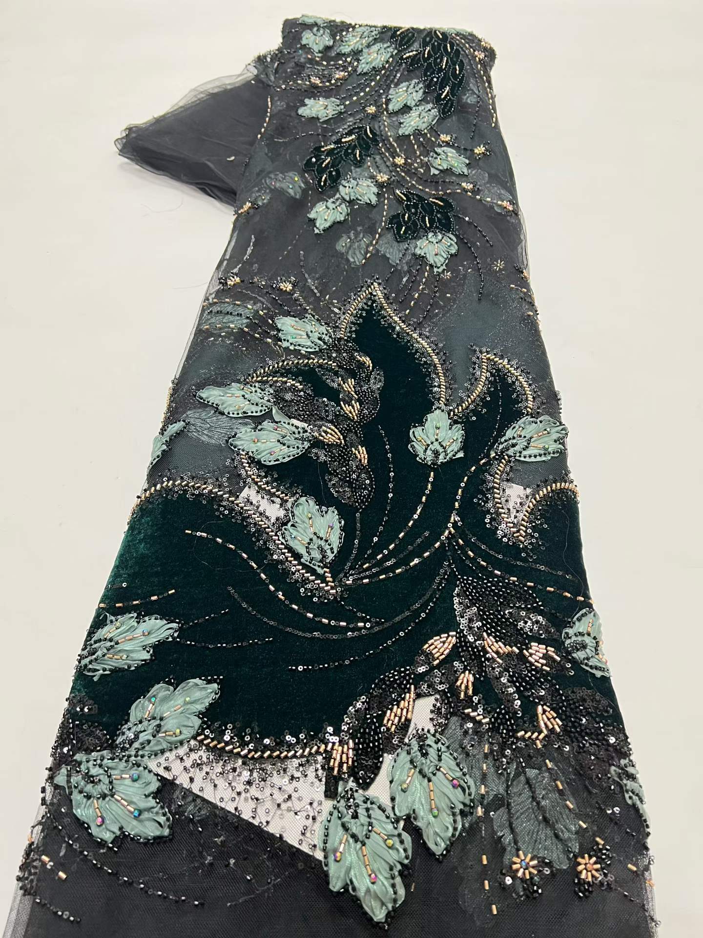 Sewing Velvet Fabric - Зеленая ткань из африканского бархата с