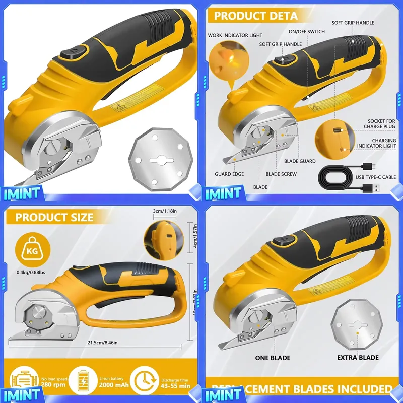 Rotary Cutter Fabric - Беспроводные электрические ножницы-резаки 2000 мАч с