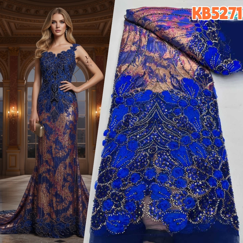 Sewing Velvet Fabric - Нигерийская кружевная ткань, 5 ярдов, высокое